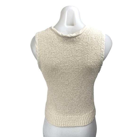 MNG Mango Women's Cream Sleeveless Knit Crew Neck Sweater Tank Top Size XS - Picture 2 of 3